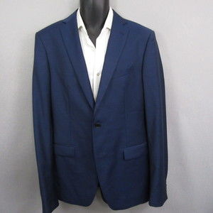 John Varvatos Mens‎ Sport Coat 40L Slim Fit Blue 100% Wool Bleecker Blazer